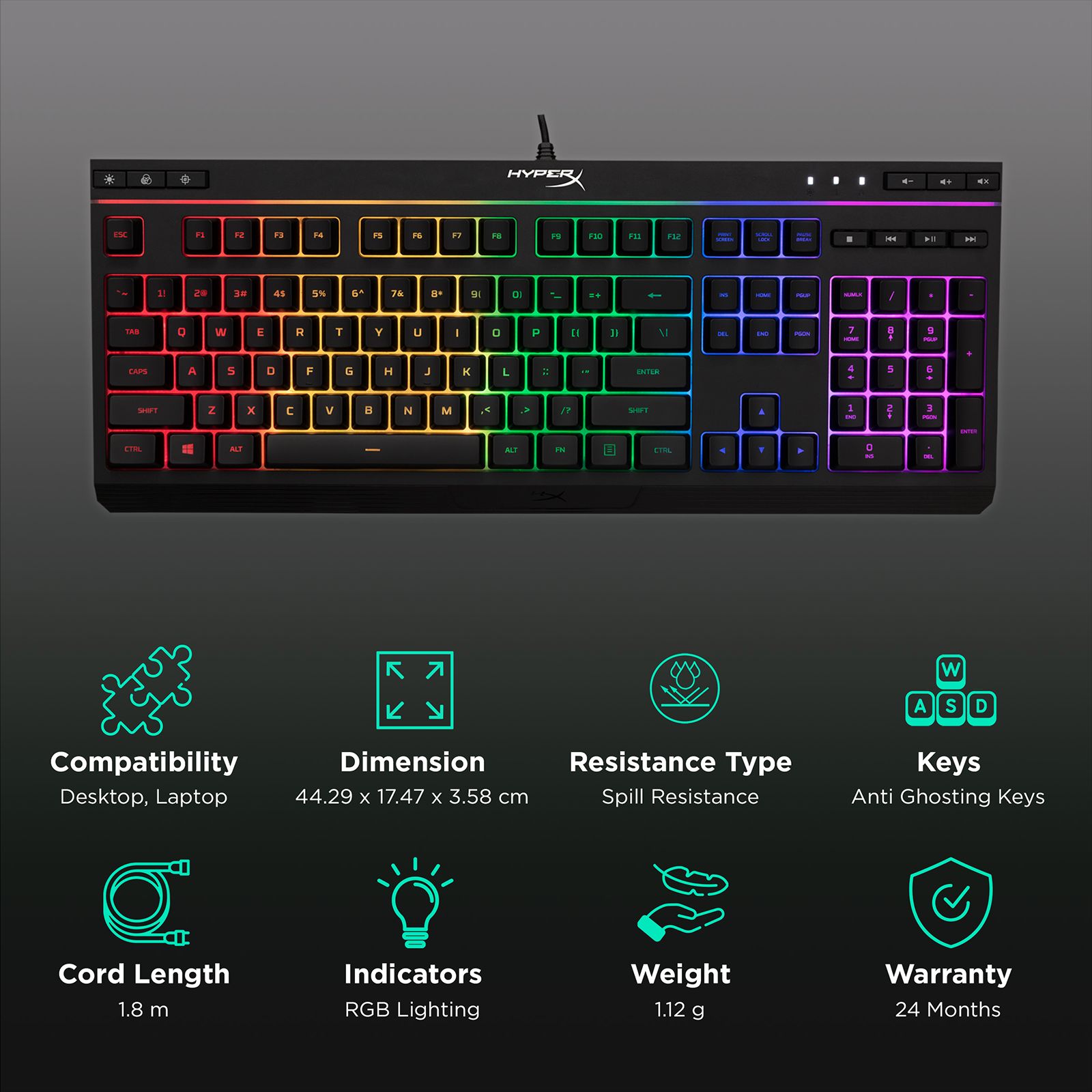 Buy HyperX Alloy Core Wired Gaming Keyboard with Backlit Keys (Spill ...